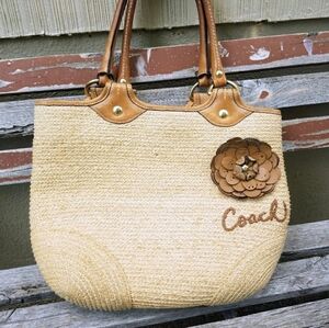 Straw Coach Tote Bag